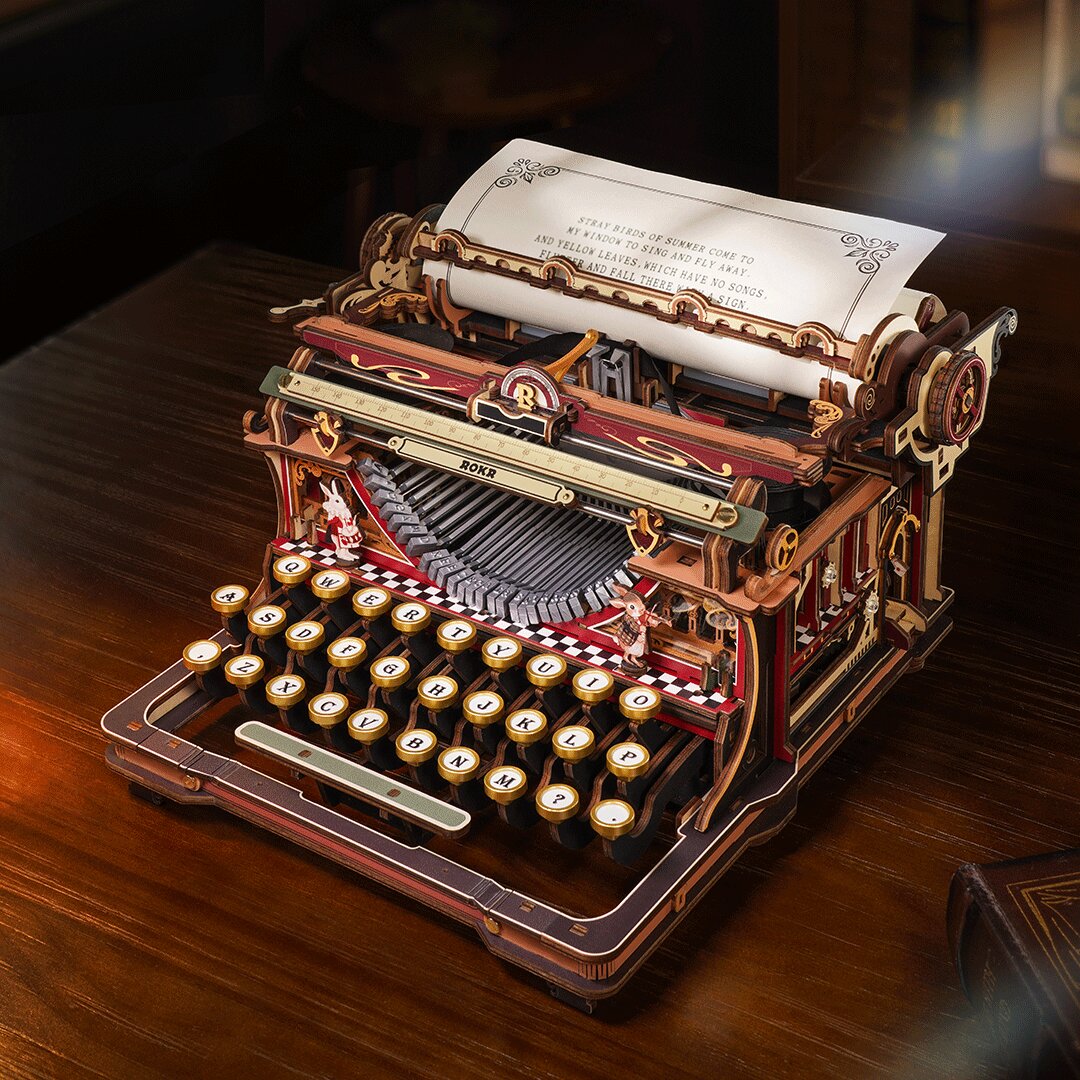 ROKR® Þrívíddar viðarpúsl - Mechanical Typewriter