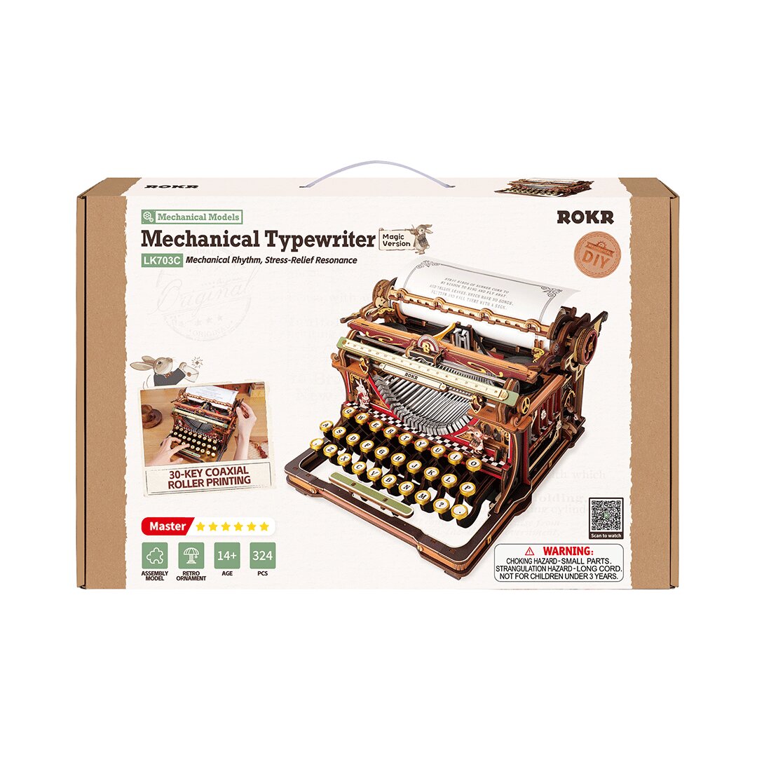 ROKR® Þrívíddar viðarpúsl - Mechanical Typewriter